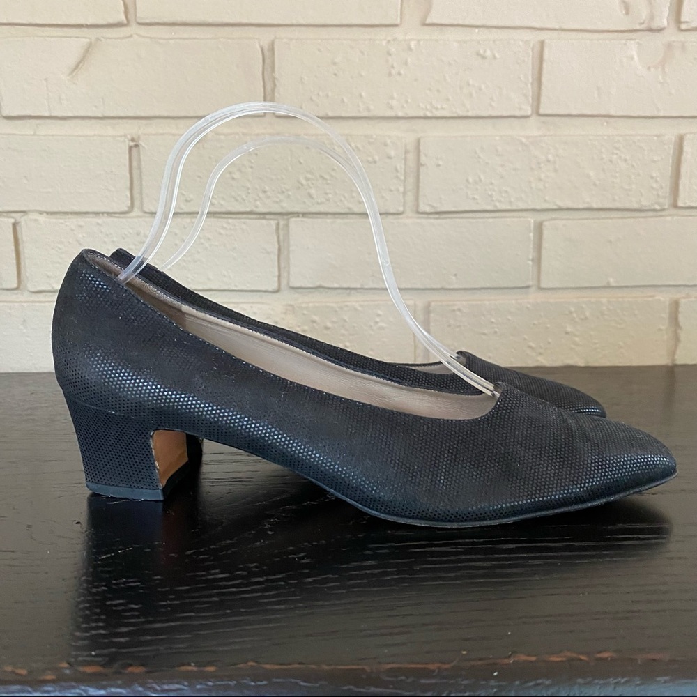 Salvatore Ferragamo Made In Italy Women's Leather Heels Sz 8.5 B Black Textured